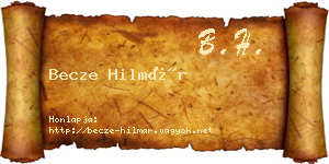 Becze Hilmár névjegykártya